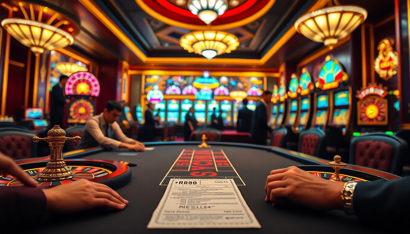 Experience the thrill of link rr88 at a luxurious casino with poker tables and exciting slot machines.