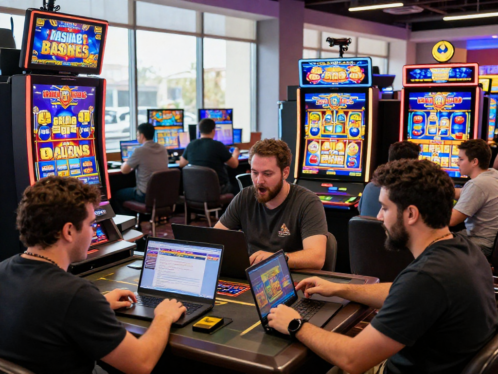 Excited players enjoying bonus buy slots UK with vibrant gameplay in a lively online casino atmosphere.