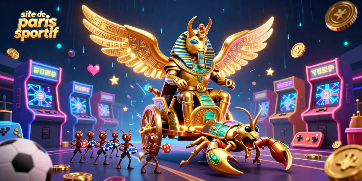 Pariez avec le site de paris sportif, illustré par un scarabée doré colossal et des scorpions précieux.