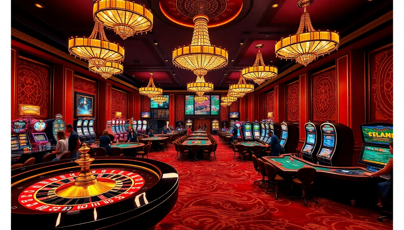 Action de jeu passionnante au meilleur casino en ligne 2026 avec des tables de poker et une roue de roulette tournante.