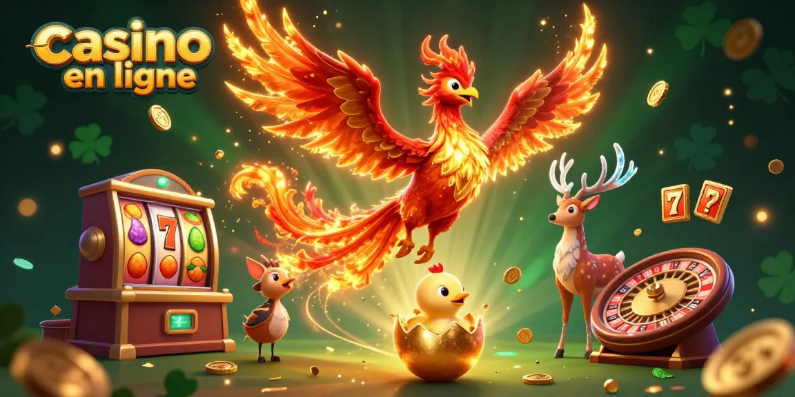 Vivez l'expérience unique du casino en ligne avec notre illustration captivante, où s'entremêlent symboles de machines à sous et pièces d'or.