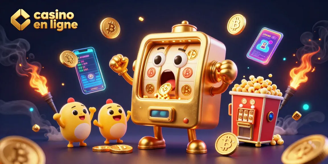 Jouez des jackpots dans un casino en ligne animé, avec des machines à sous captivantes et des pièces lumineuses.