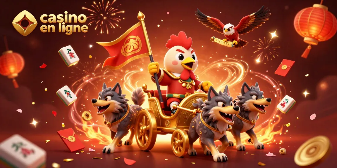 Plongez dans l'univers du casino en ligne avec cette illustration captivante remplie de personnages et d'éléments festifs.