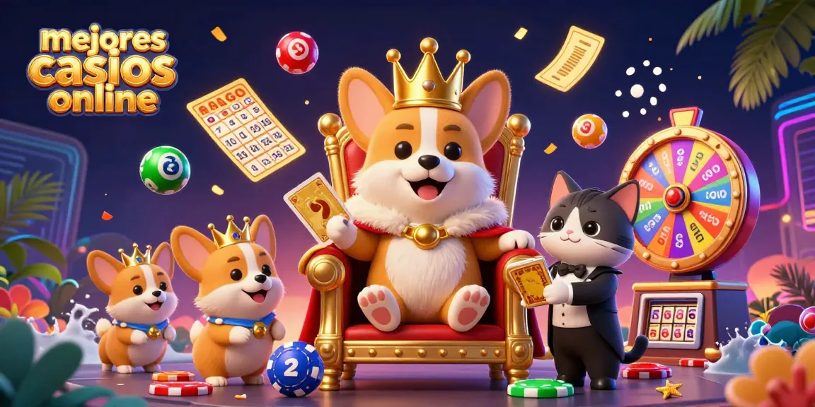 Mejores casinos online en escena vibrante con corgi real y lotería dinámica.