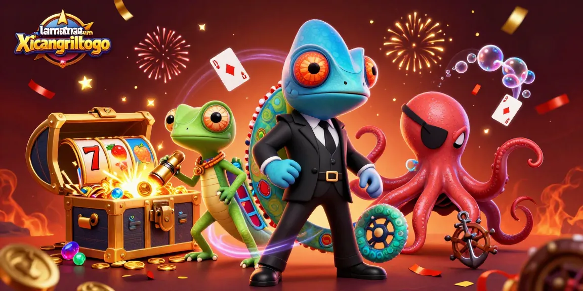Experience thrilling gaming action with lamatracamexicangrilltogo in this vibrant 3D casino scene featuring exciting characters and elements.