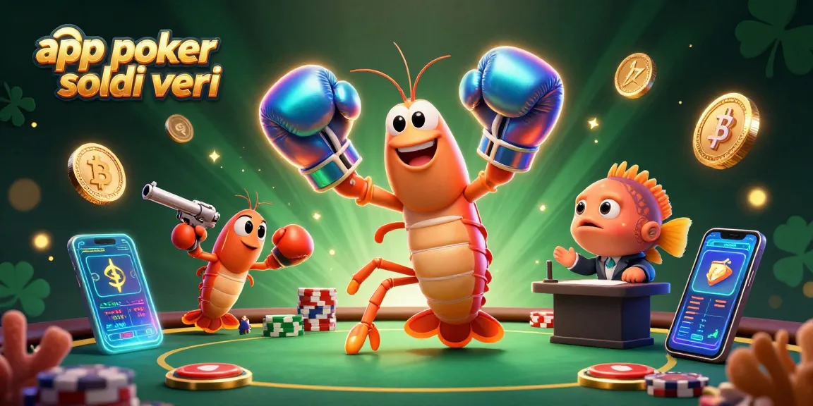 Gioca con le migliori app poker soldi veri, circondato da tavoli da poker e chip scintillanti.