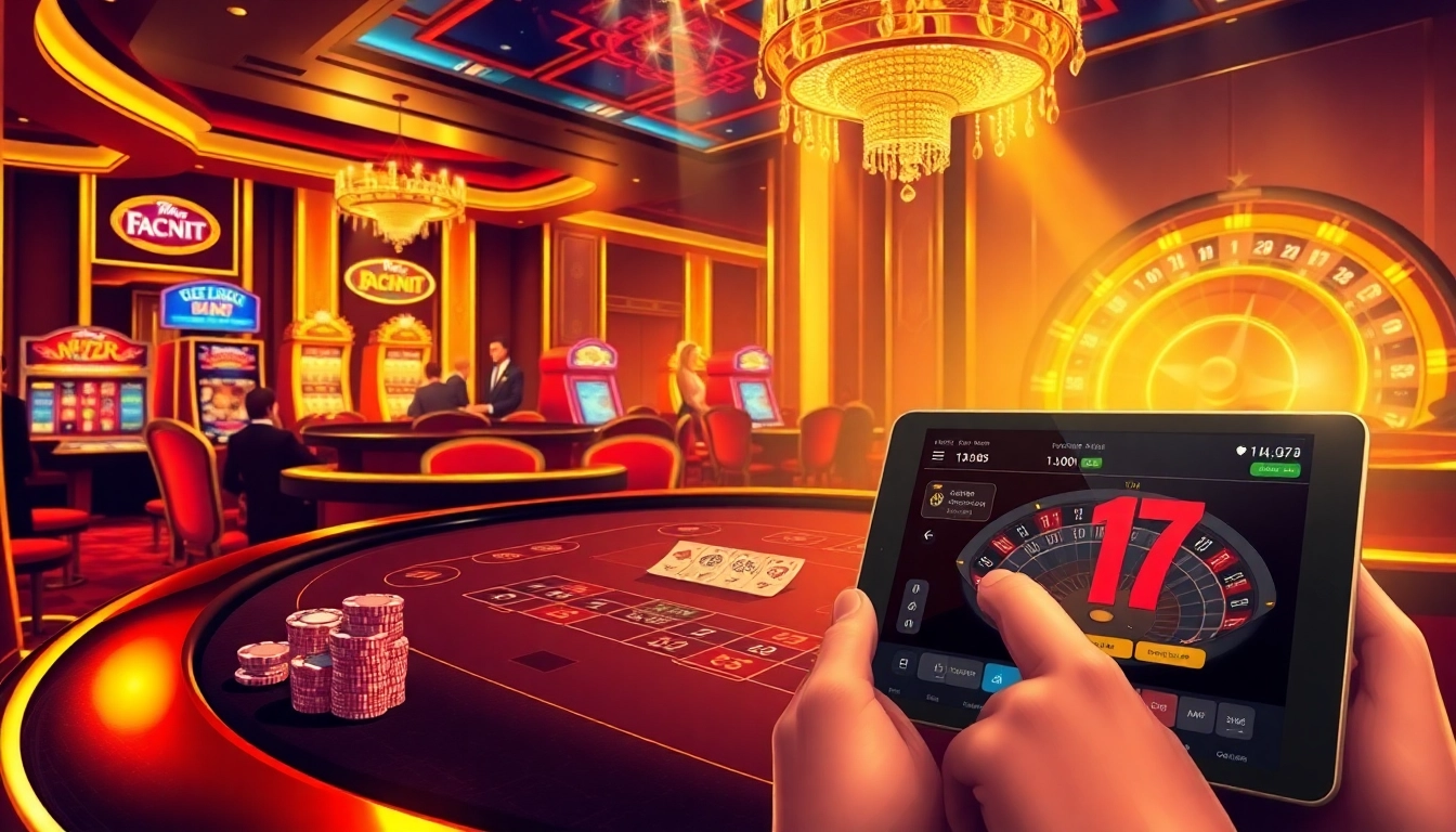 Experience luxury with daftar seven77 at a vibrant blackjack table, surrounded by exciting slot machines.