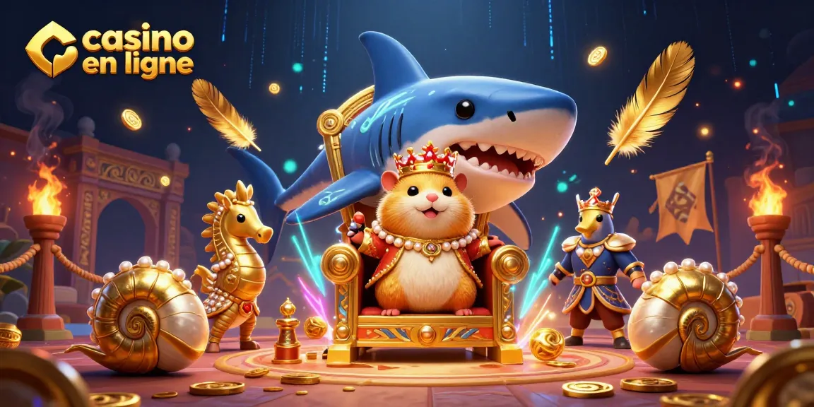 Découvrez l'arène royale de jeux avec le roi hamster dans cette illustration de casino en ligne.
