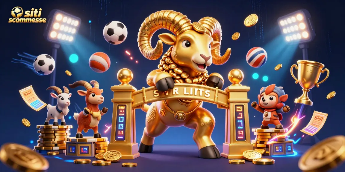 Scopri i migliori siti scommesse con sport e vincite in un'illustrazione dinamica