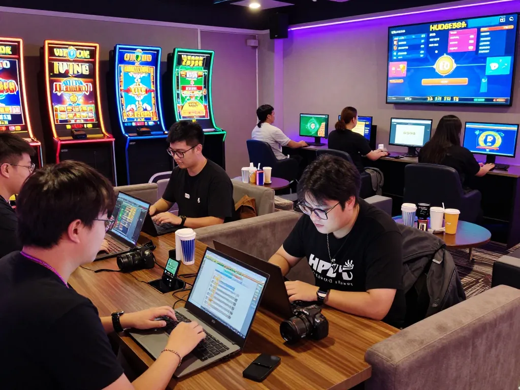 Exciting online gaming atmosphere at HUbet88 with players betting on various games.