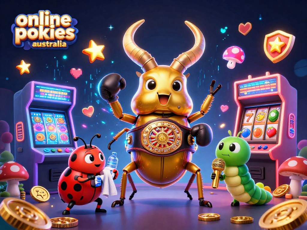 Engage with top online pokies Australia through vibrant visuals of colorful 3D elements and characters.