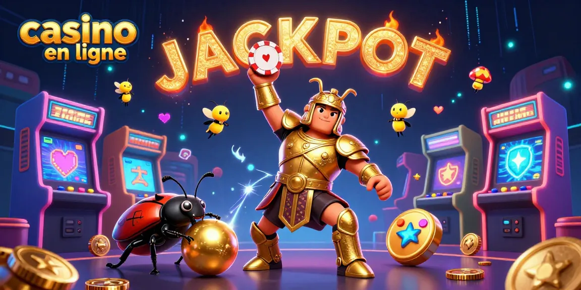 Gagnez au casino en ligne avec nos jeux captivants illustrés par un scarabée en armure.