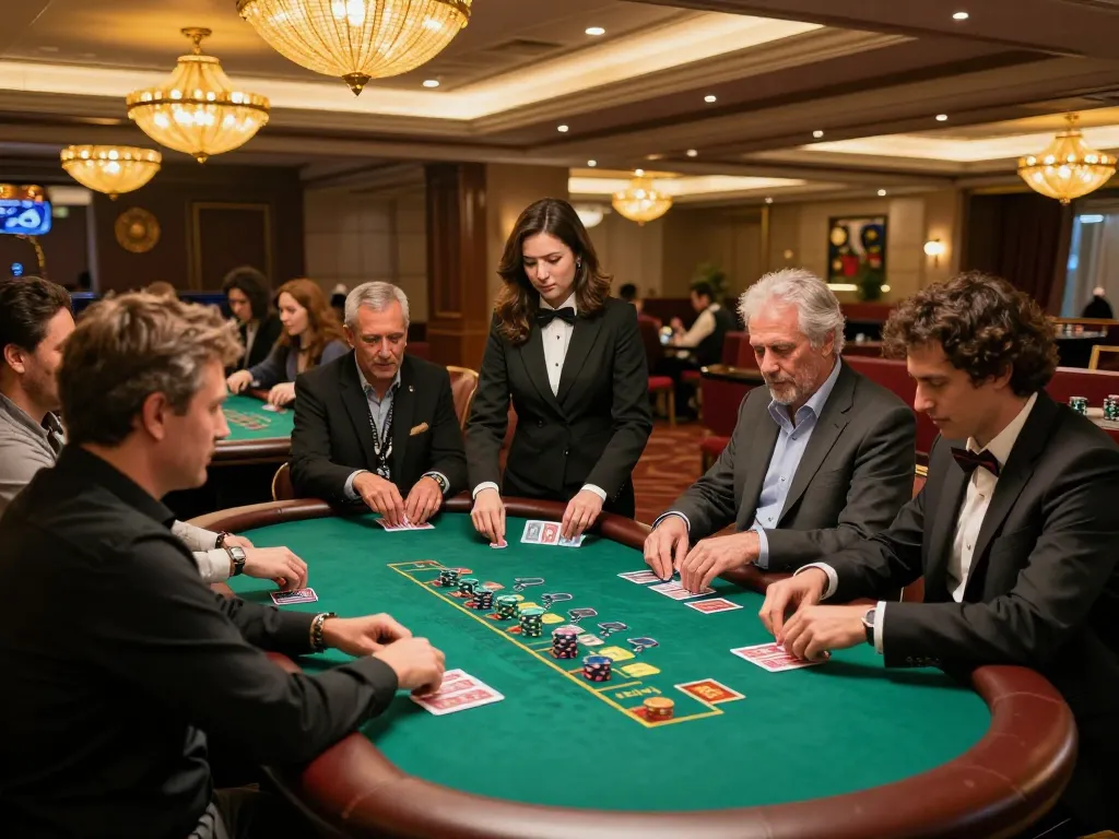 High-stakes blackjack game at RR88 casino with players strategizing under warm lighting