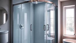 Stylish and modern sonni Duschkabine in a luxury bathroom setting.