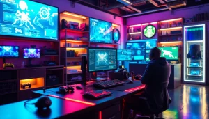 Create engaging game concepts with Freedom X in a vibrant, futuristic game design environment.