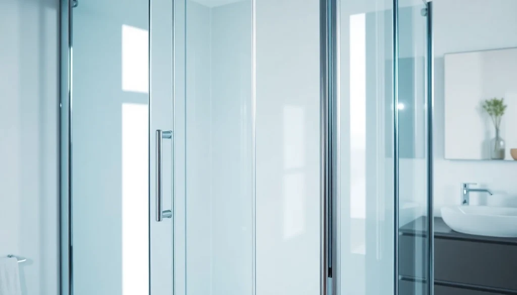 Sonni Duschkabine in modernem Badezimmer mit eleganten Glasscheiben und chromfarbenen Armaturen.