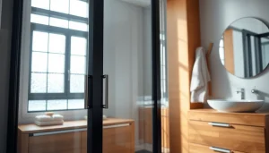 sonni Duschkabine in einem eleganten Badezimmer mit modernem Design und klaren Linien.