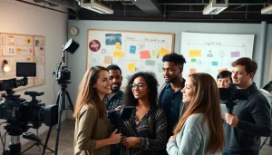 Creative team brainstorming video concepts for an oronto video production company.