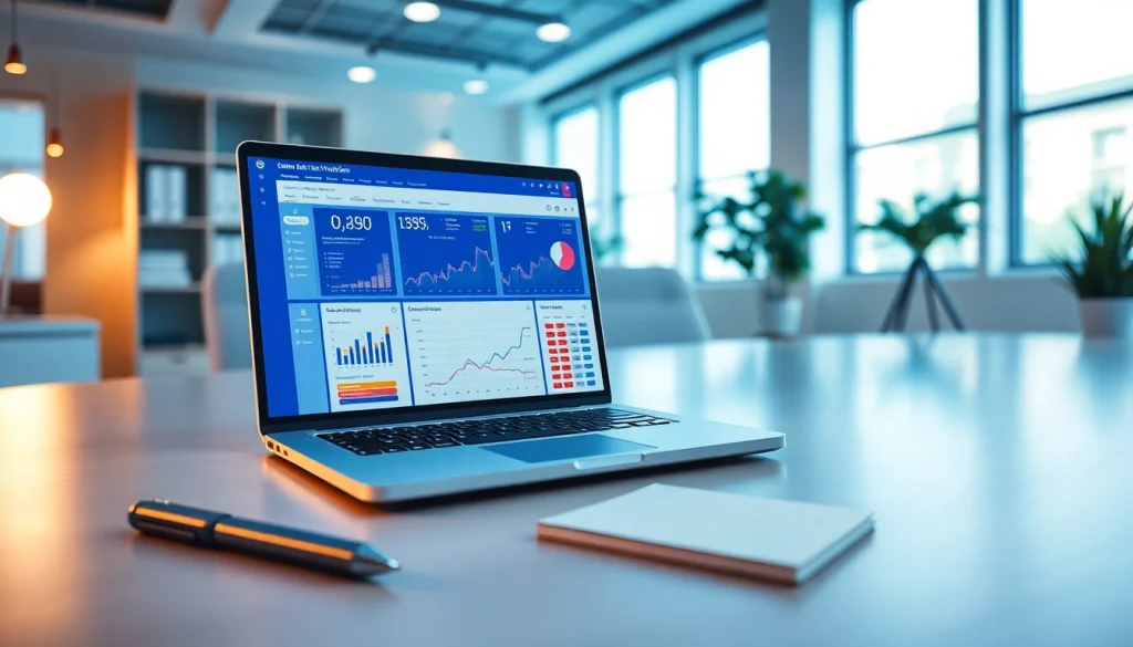 Online contact data verification tools showcased on a modern office laptop displaying real-time data.
