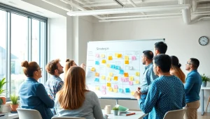 Engage in transformative business coaching service with a diverse group brainstorming strategies for success.