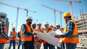 Contractors from southern california contractors association collaborating at a construction site.