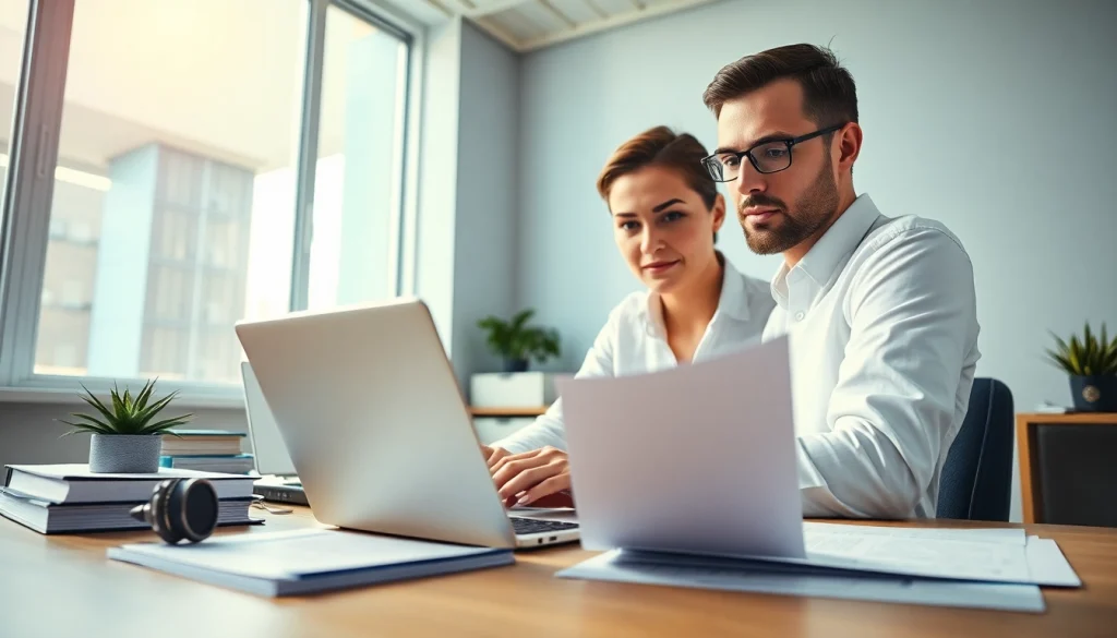 Traducteur professionnel en action, incarnant le rôle de traducteur assermenté en ligne avec des documents certifiés et des outils technologiques.