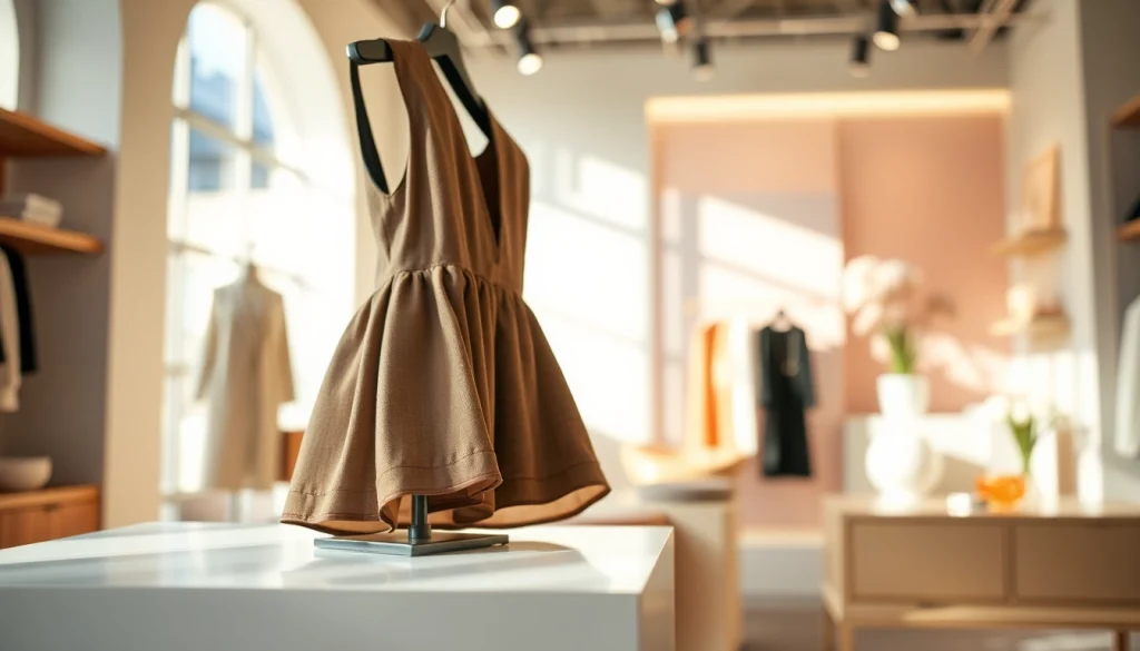 Showcase of a Rivelle clothing piece in a elegant setting, highlighting sophistication.