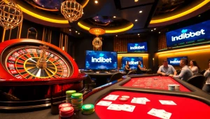 Experience thrilling gaming with the indibet.in interface showcasing poker and roulette excitement.