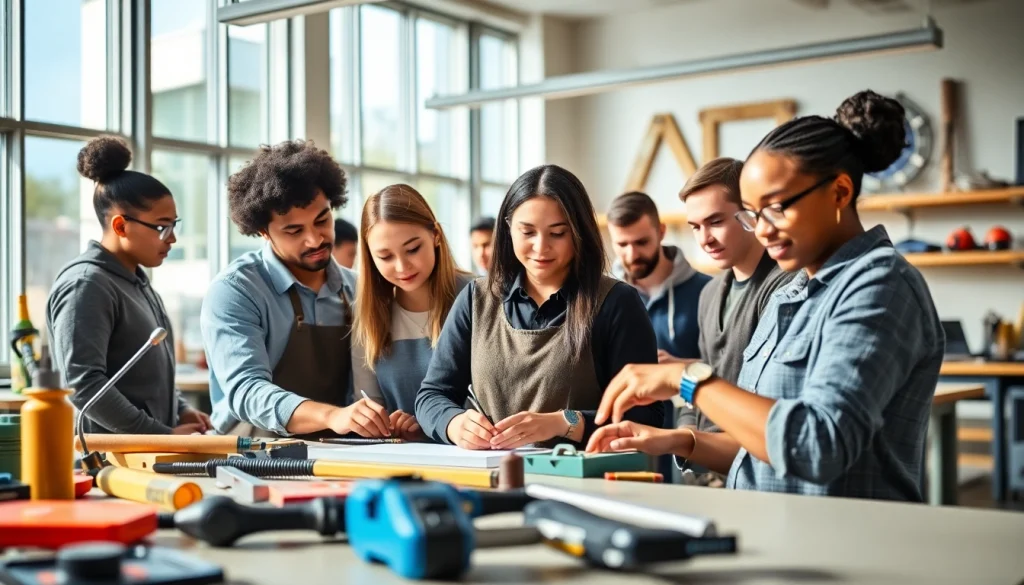 Students thriving in a Trade School Knoxville TN, actively learning in a collaborative environment.