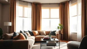 Verduisterende gordijnen in een elegante woonkamer die zonlicht blokkeren voor optimale privacy.