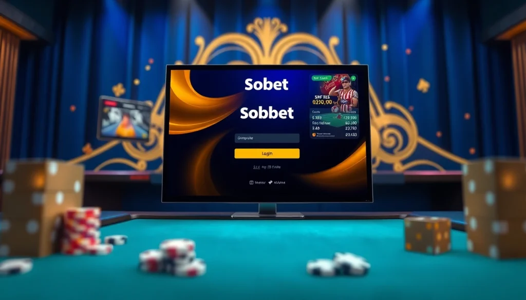 sbobet login interface showcasing vibrant graphics and an exciting casino atmosphere