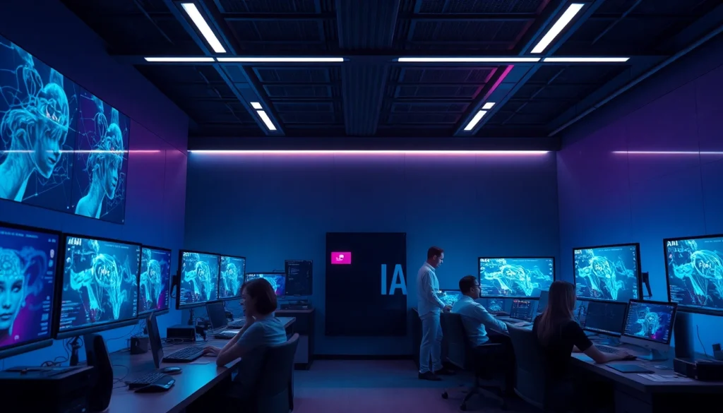 Exploring the innovative world of porn AI in a modern digital studio setting.