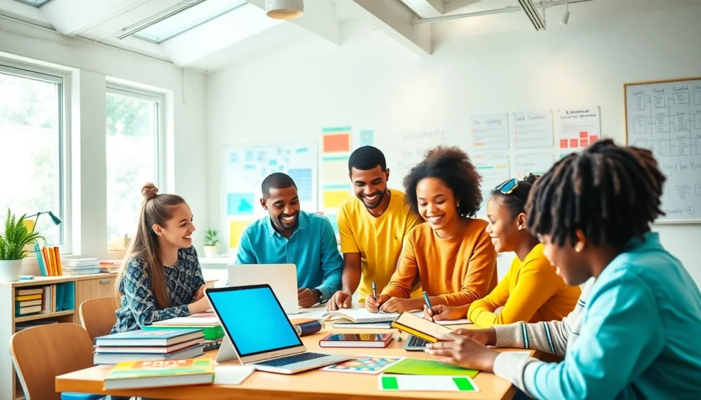 Students collaborating in an innovative education setting, promoting equity and engagement.