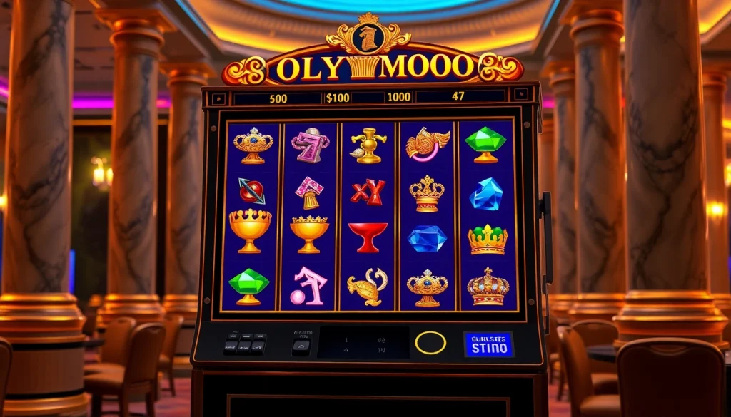 Penonton menikmati mesin slot Olympus 1000 dalam suasana kasino mewah