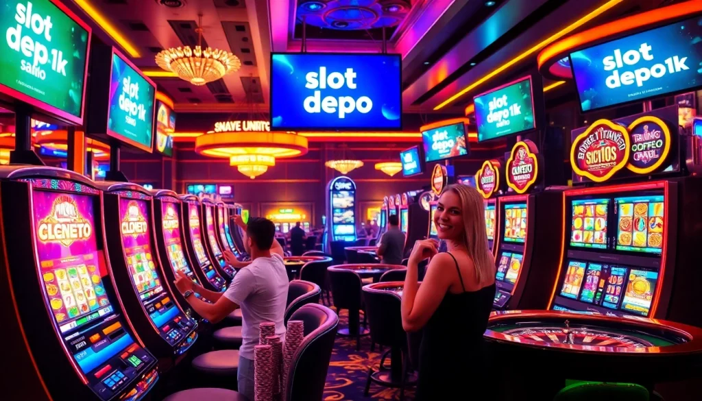 Rasakan sensasi memenangkan hadiah besar di mesin slot Depo 1K dalam suasana kasino yang glamor.