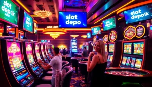 Rasakan sensasi memenangkan hadiah besar di mesin slot Depo 1K dalam suasana kasino yang glamor.