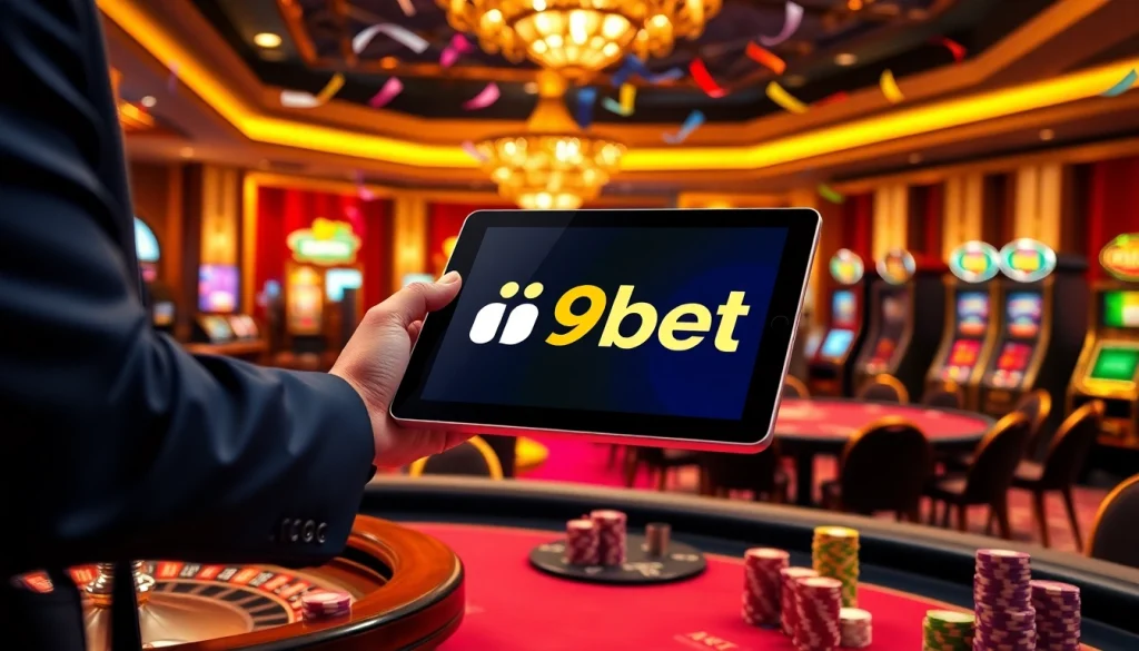 Experience the excitement of i9bet's luxurious online casino with vibrant gaming visuals.