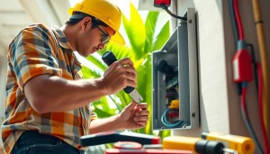Electrician apprenticeship Hawaii: A student practices electrical skills on site.