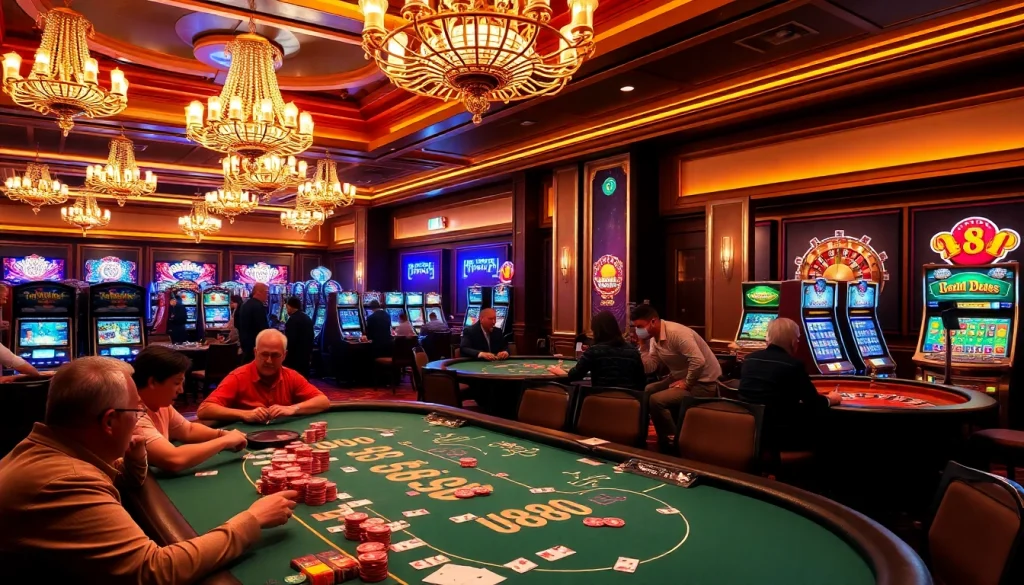 Experience a thrilling game at U8888's exciting poker table in a luxurious casino setting.