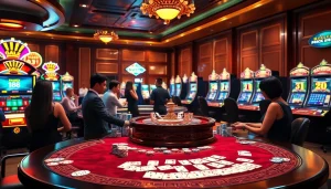 Rasakan pengalaman slot demo Mahjong yang mendebarkan di kasino yang meriah dengan mesin slot berwarna-warni dan pemain yang antusias.