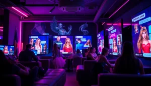 The interactive environment of NSFW AI chat, showcasing users and engaging digital avatars in a vibrant setting.