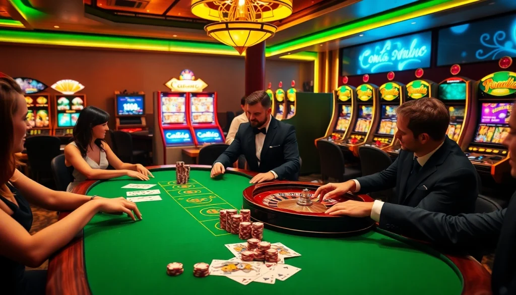 Vivez l'excitation dans un casino en ligne France avec des joueurs profitant du poker et de la roulette.