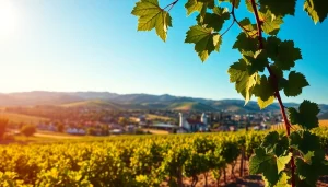 Capture the essence of clarksburg ca weather with a scenic vineyard landscape under clear skies.