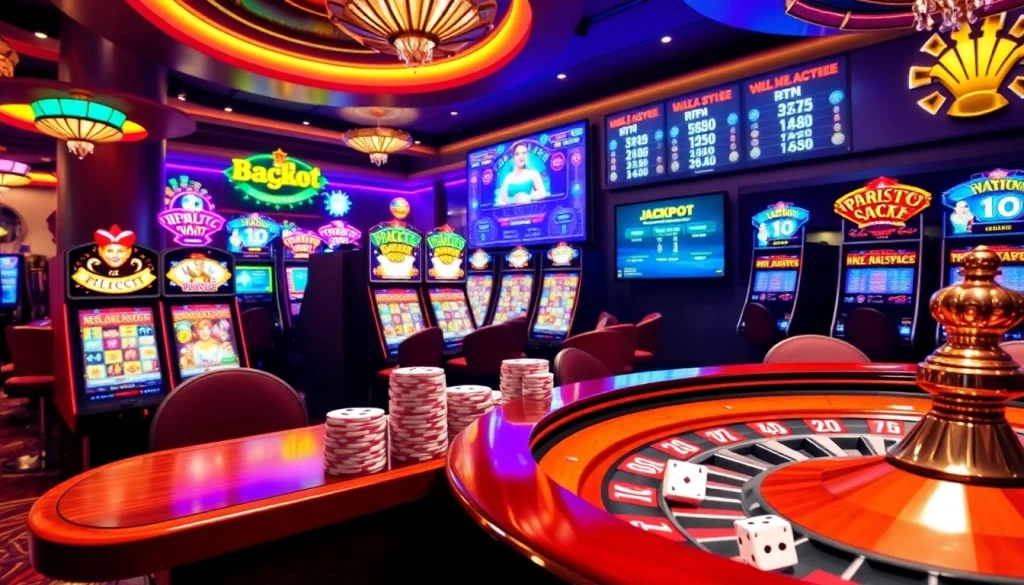 Experience the thrill of winning at situs slot gacor with colorful slot machines and vibrant casino ambiance.