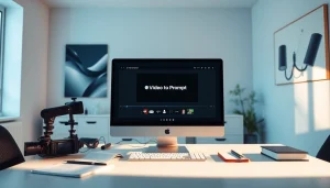 Video to promptgenerator software displayed on a modern workspace computer screen.