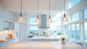 Enhance your space with captivating island lighting that transforms kitchen aesthetics.