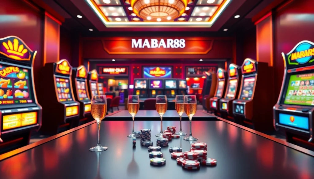 MABAR88 antarmuka permainan online yang menampilkan mesin slot berwarna-warni dan interaksi pemain yang menarik.