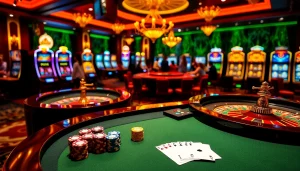 Vivez l'excitation des meilleurs casinos en ligne 2026 avec des visuels de jeux vibrants dans un casino luxueux.