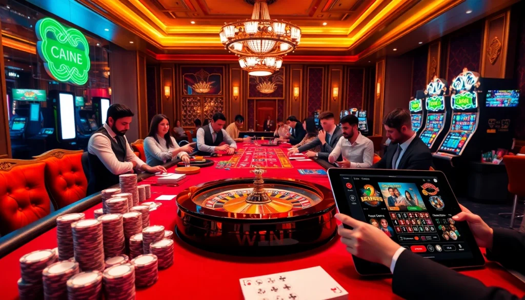 Visuel de joueurs profitant des jeux au meilleur casino en ligne 2026, mettant en avant l'excitation et le luxe.